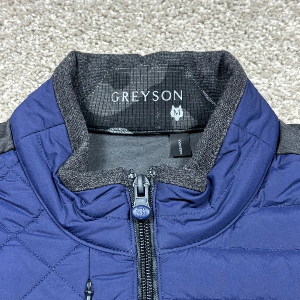 Greyson Yukon Hybrid Jacket Mens Medium Blue Gray Quilted Full Zip Golf Coat